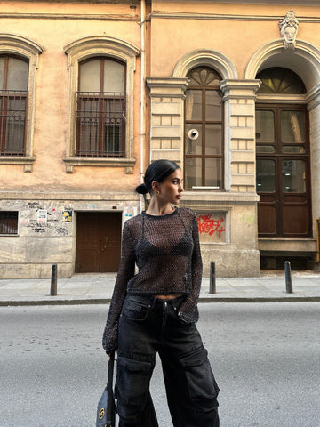 Sheer Mesh Crop Sweater