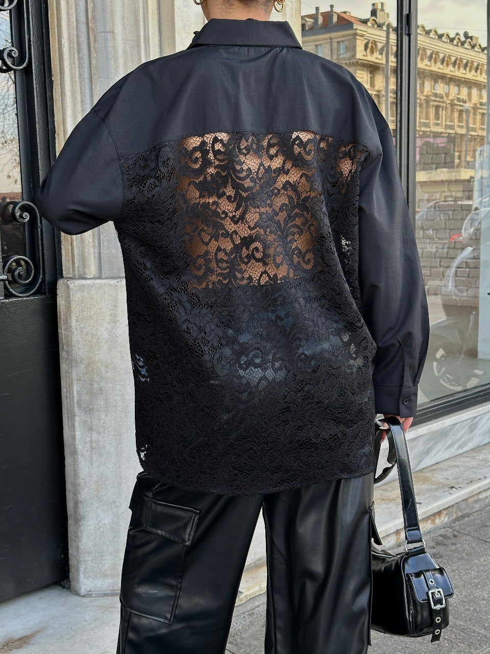 Modern Sheer Panel Overshirt - Urban Elegance