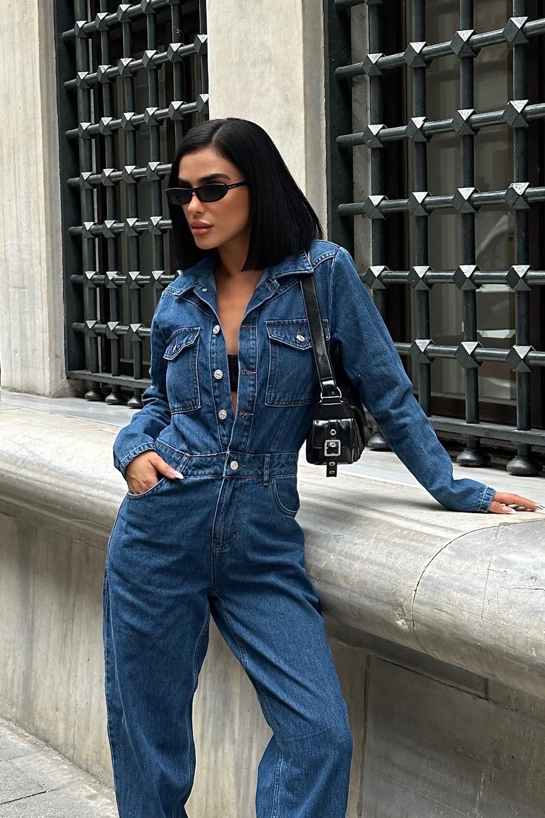 Chic and Modern Women's Denim Jumpsuit - Kroperia Collection